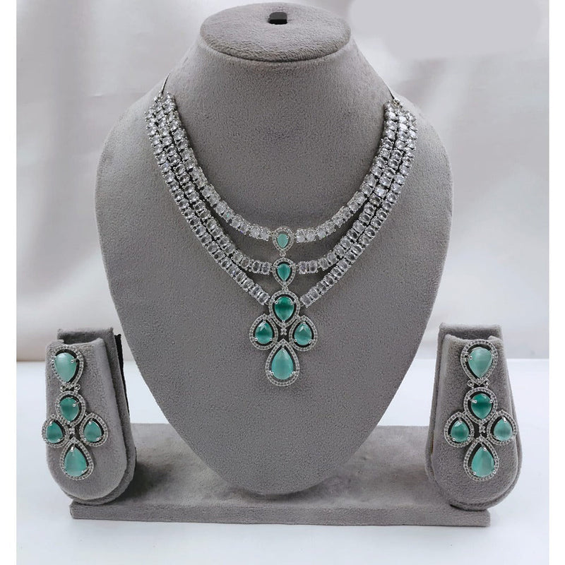 Akruti Collection Silver Plated Ad Stone Necklace Set