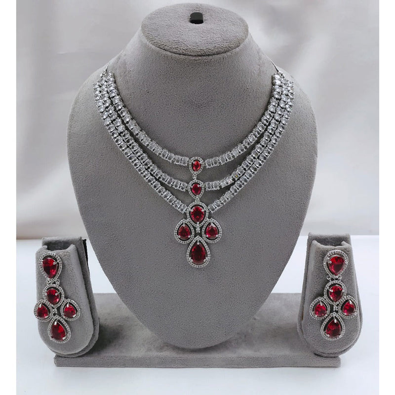 Akruti Collection Silver Plated Ad Stone Necklace Set