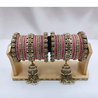 Akruti Collection Gold Plated Kundan Stone Bangles Set