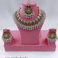 Akruti Collection Gold Plated Kundan Stone And Pearls Necklace Set