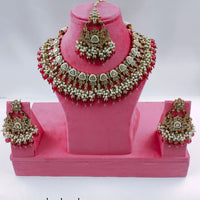 Akruti Collection Gold Plated Kundan Stone And Pearls Necklace Set