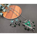 Akruti Collection Oxidised Plated Austrian Stone Long Necklace Set