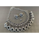 Akruti Collection Oxidised Plated Pota Stone And Pearls Necklace Set