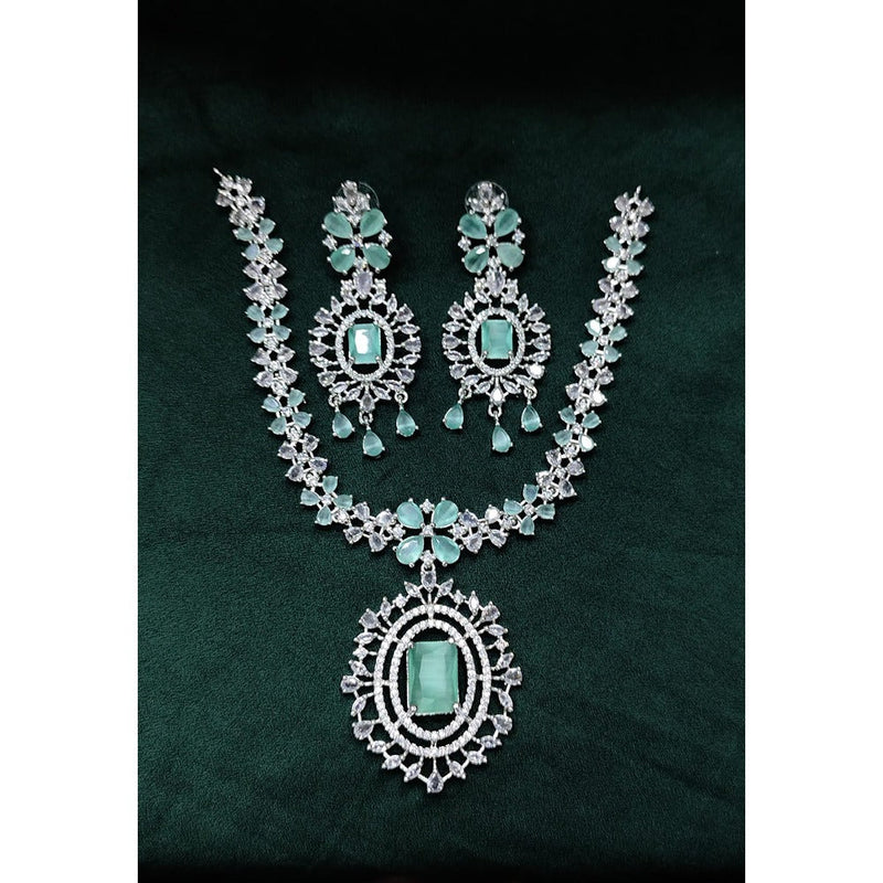 Akruti Collection Silver Plated American Diamond Necklace Set