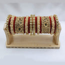 Akruti Collection Gold Plated Kundan Stone And Pearl Bangles Set