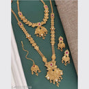 Akruti Collection Gold Plated Pota Stone And Pearls Necklace Set