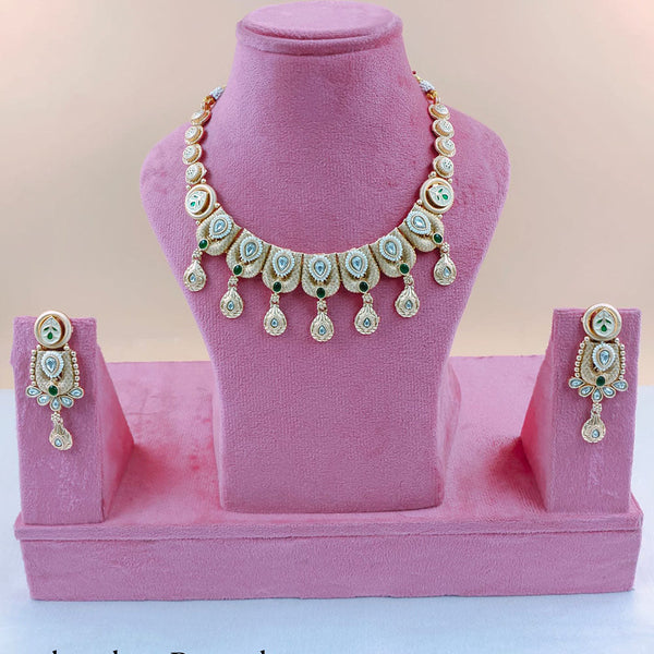 Akruti Collection Gold Plated Pota Stone Necklace Set