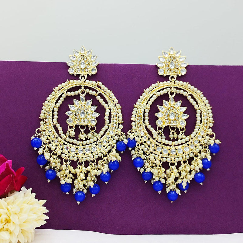 Akruti Collection Gold Plated Kundan Stone And Beads Dangler Earrings