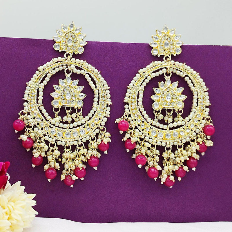 Akruti Collection Gold Plated Kundan Stone And Beads Dangler Earrings