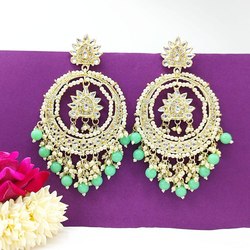 Akruti Collection Gold Plated Kundan Stone And Beads Dangler Earrings