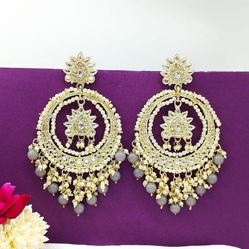 Akruti Collection Gold Plated Kundan Stone And Beads Dangler Earrings