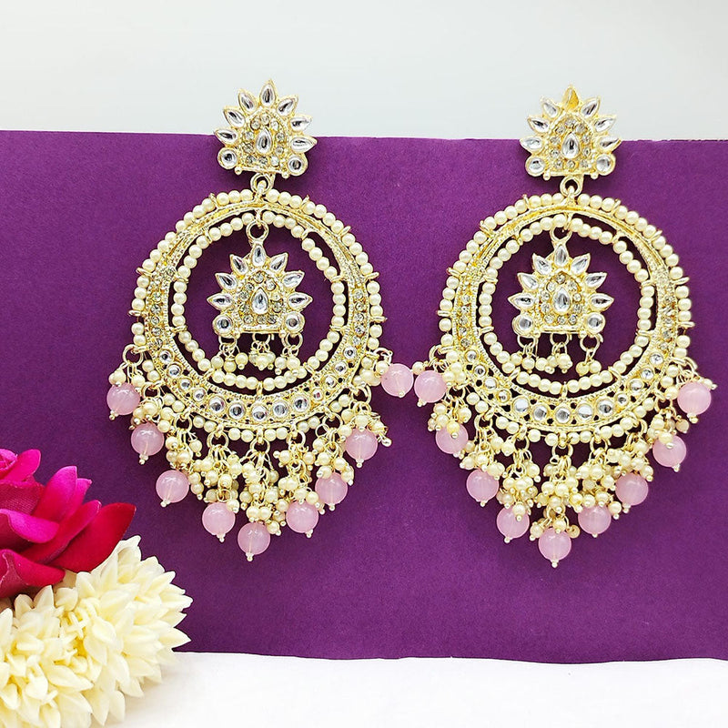 Akruti Collection Gold Plated Kundan Stone And Beads Dangler Earrings