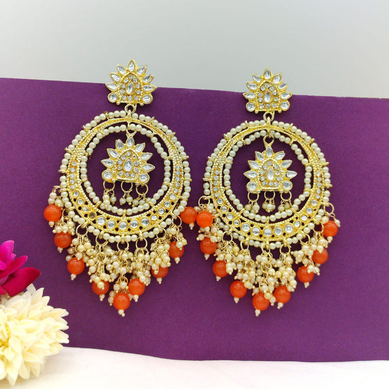 Akruti Collection Gold Plated Kundan Stone And Beads Dangler Earrings