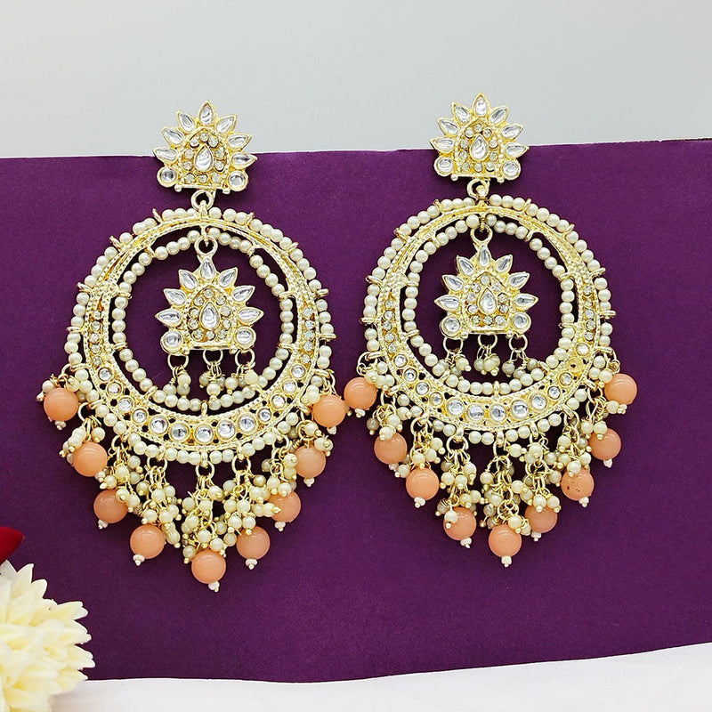 Akruti Collection Gold Plated Kundan Stone And Beads Dangler Earrings