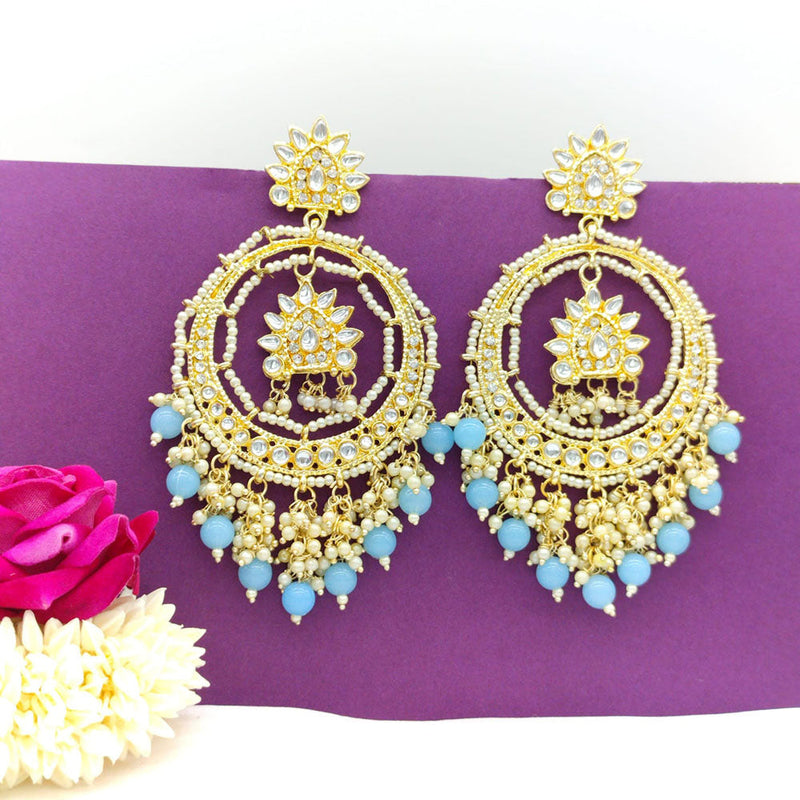 Akruti Collection Gold Plated Kundan Stone And Beads Dangler Earrings