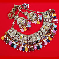 Akruti Collection Gold Plated Crystal Stone Pearls And Beads Necklace Set