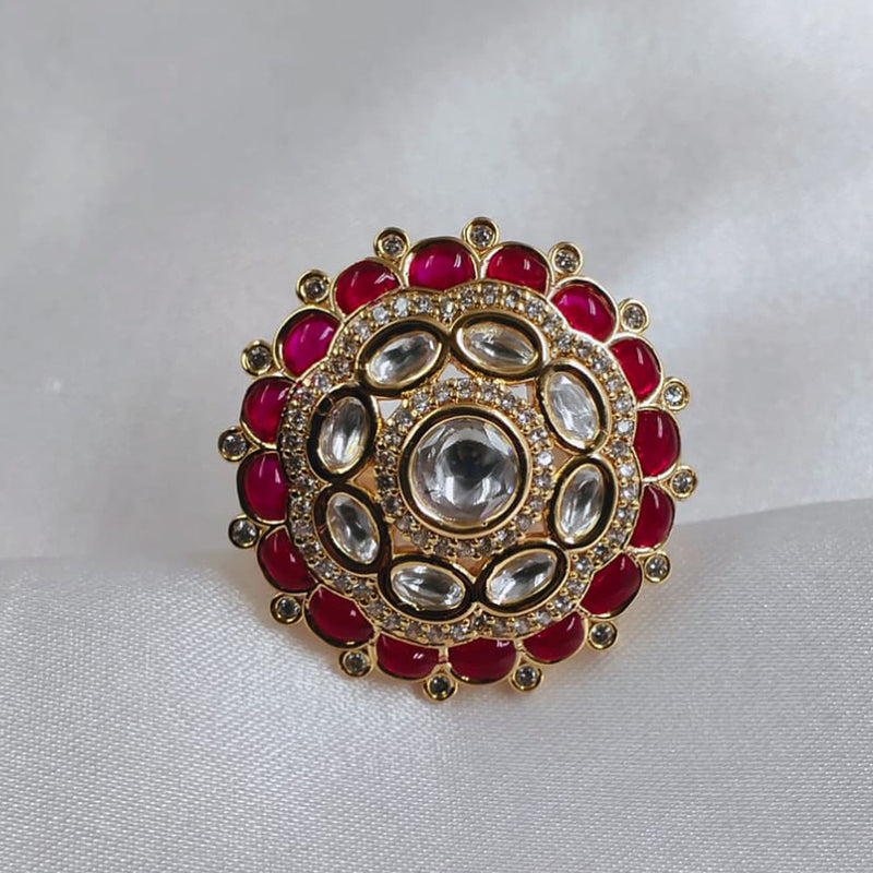 Akruti Collection Gold Plated Kundan Stone Ring