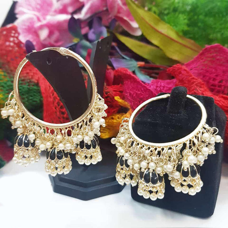 Akruti Collection Gold Plated Meenakari and Pearl Jhumki Earrings