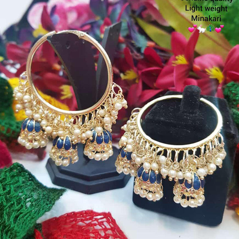 Akruti Collection Gold Plated Meenakari and Pearl Jhumki Earrings