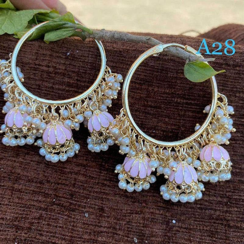 Akruti Collection Gold Plated Meenakari and Pearl Jhumki Earrings