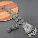 Akruti Collection Oxidised Plated Pota Stone Necklace Set