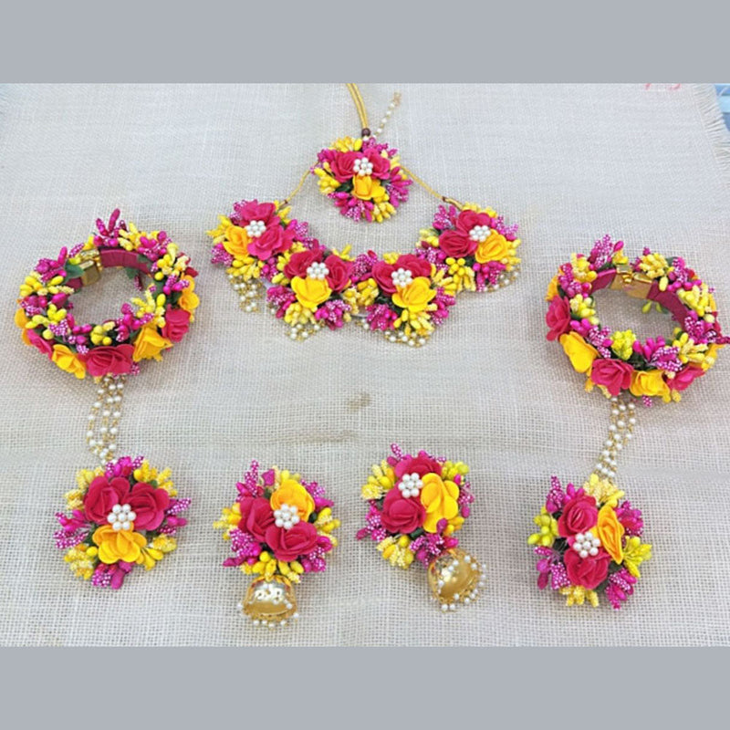 Akruti Collection Floral Jewellery Necklace Set