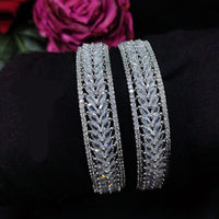Akruti Collection Silver Plated American Diamond Bangle Set