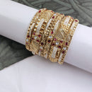 Akruti Collection Gold Plated Pota Stone Bangle Set