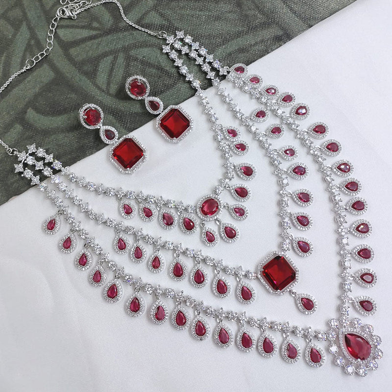 Akruti Collection Silver Plated American Diamonds Necklace Set