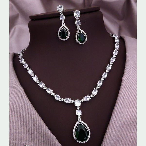 Akruti Collection Silver Plated American Diamonds Necklace Set