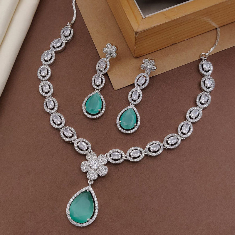 Akruti Collection Silver Plated American Diamonds Necklace Set