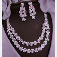 Akruti Collection Silver Plated American Diamonds Necklace Set
