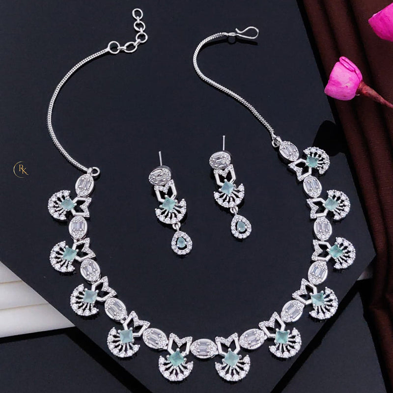 Akruti Collection Silver Plated American Diamonds Necklace Set