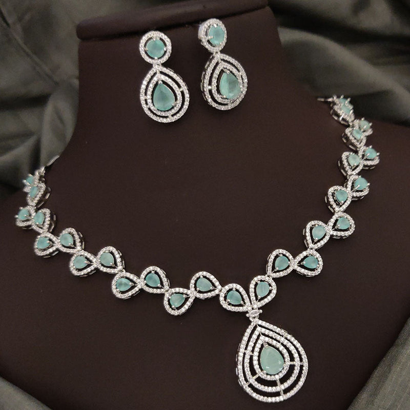 Akruti Collection Silver Plated American Diamonds Necklace Set