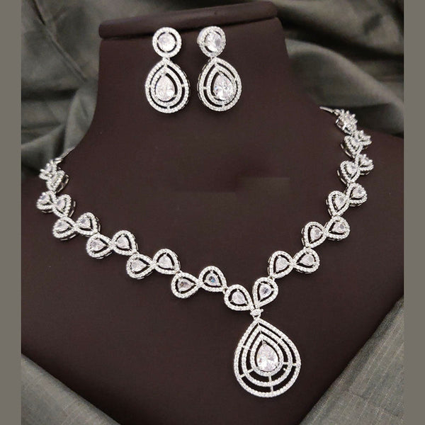 Akruti Collection Silver Plated Crystal Stone Necklace Set