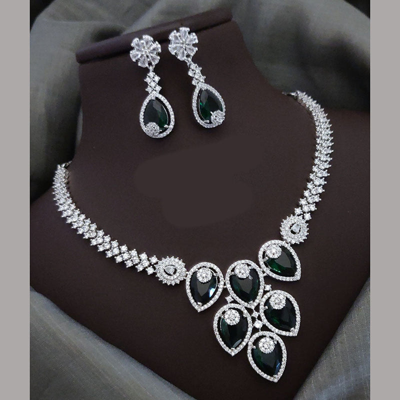 Akruti Collection Silver Plated American Diamonds Necklace Set