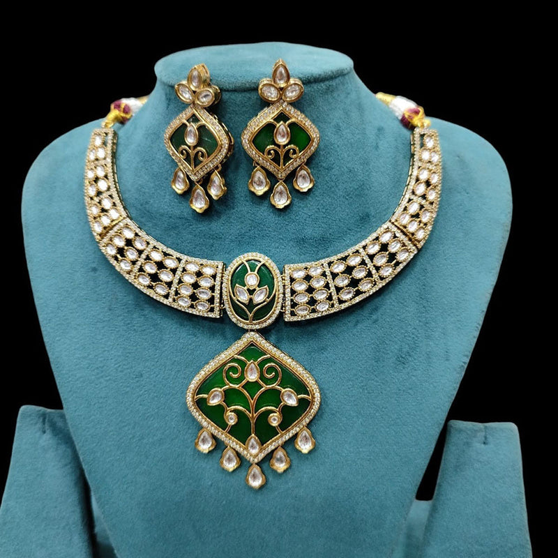 Akruti Collection Gold Plated Kundan Stone Necklace Set