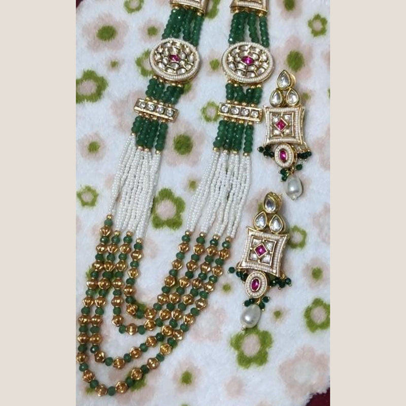 Akruti Collection Gold Plated Kundan Stone And Pearls Long Necklace Set