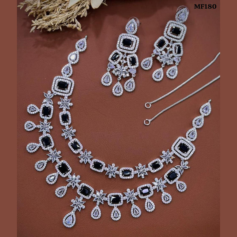 Akruti Collection Silver Plated American Diamonds Necklace Set