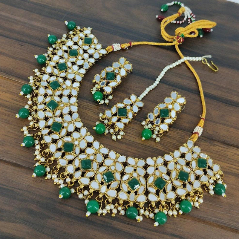 Akruti Collection Gold Plated Mirror And Beads Necklace Set