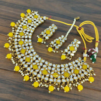 Akruti Collection Gold Plated Mirror And Beads Necklace Set