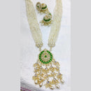 Akruti Collection Gold Plated Kundan Stone And Pearls Long Necklace Set