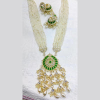Akruti Collection Gold Plated Kundan Stone And Pearls Long Necklace Set