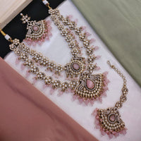 Akruti Collection Gold Plated Austrian Stone Pearls And Beads Necklace Set