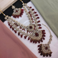Akruti Collection Gold Plated Austrian Stone Pearls And Beads Necklace Set