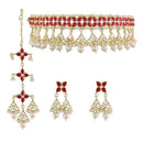 Akruti Collection Gold Plated Pota Stone And Pearl Necklace Set