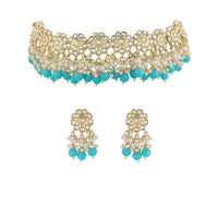 Akruti Collection Gold Plated Kundan Pearl And Beads Necklace Set
