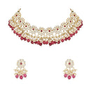 Akruti Collection Gold Plated Kundan Pearl And Beads Necklace Set