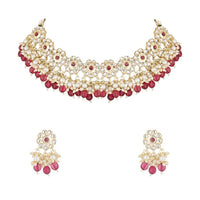 Akruti Collection Gold Plated Kundan Pearl And Beads Necklace Set