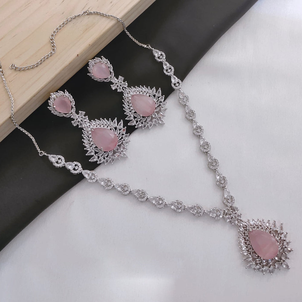Akruti Collection Silver Plated American Diamonds Necklace Set